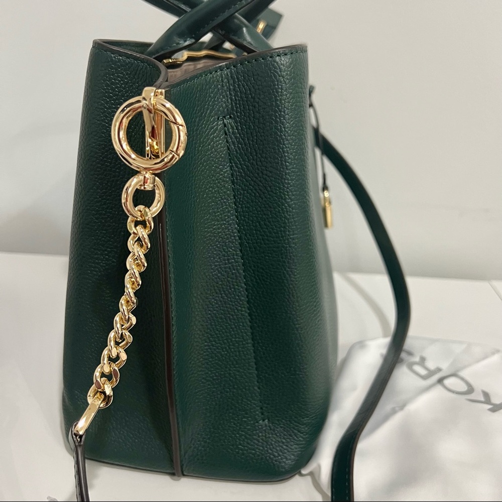 Michael Kors Dark Green Leather Satchel with Gold Hardware - Picture 4 of 6